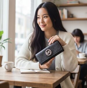 Michael Kors Multicolor Logo Wallet MK Clutch Purse Monogram Snap Closure